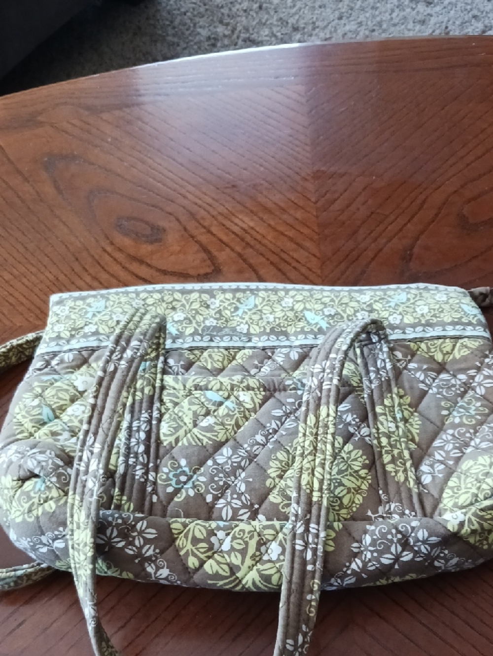 Quilted Floral Crossbody Bag in Brown and Green